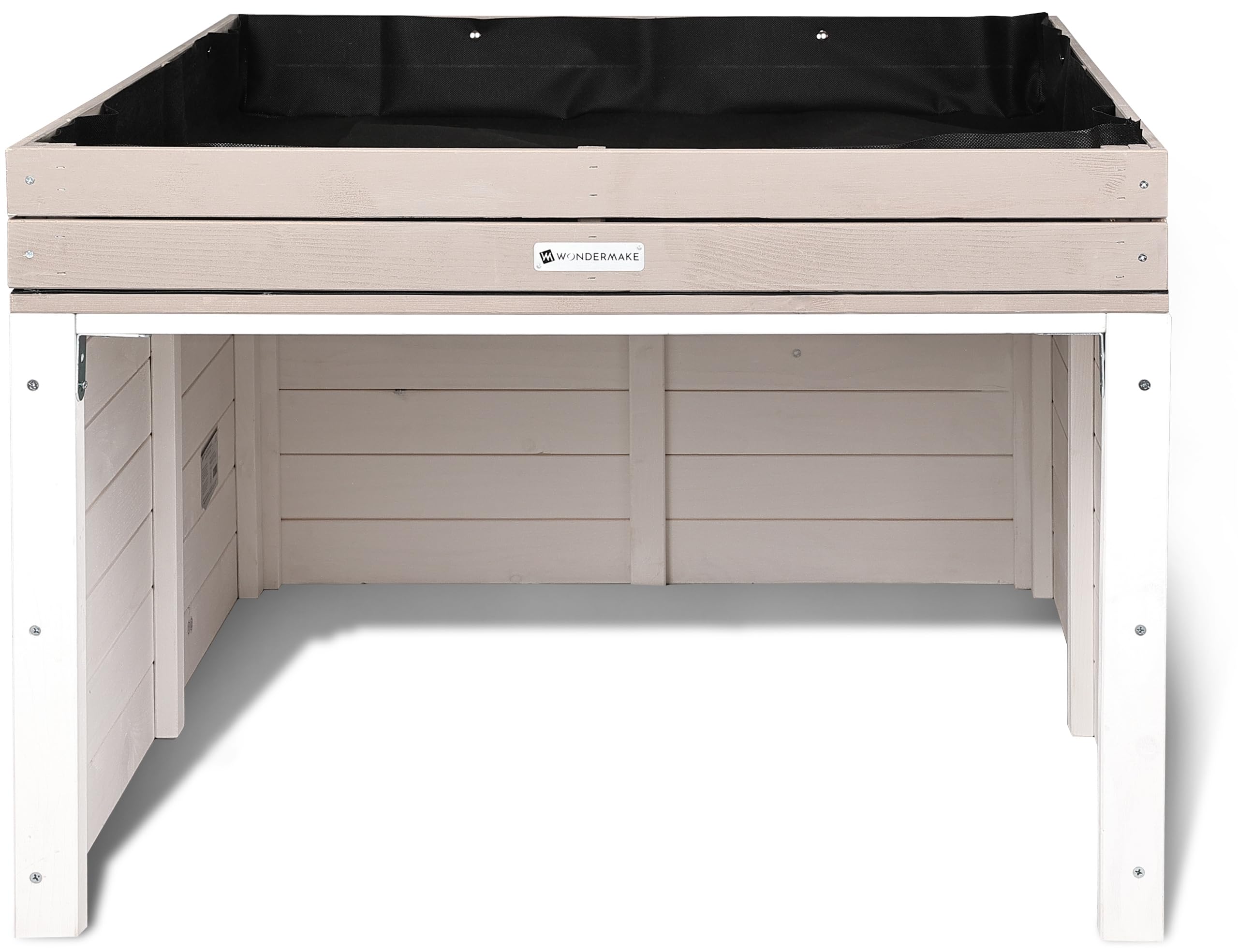 Garaje para robot cortacésped XXL universal con drenaje de agua, jardinera de madera, para robot cortacésped, cobertizo, garaje con techo plano, 78,5 x 96 x 57 cm, gris antracita y blanco
