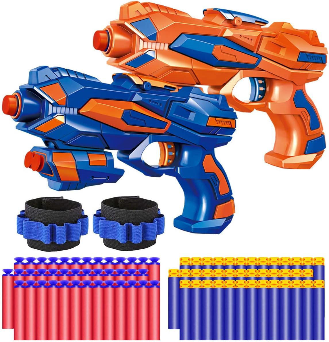 POKONBOY 2 Pack Blaster Guns with 16 PCS Soft EVA Bomb for Kids Hand Gun Toy Blaster Gun