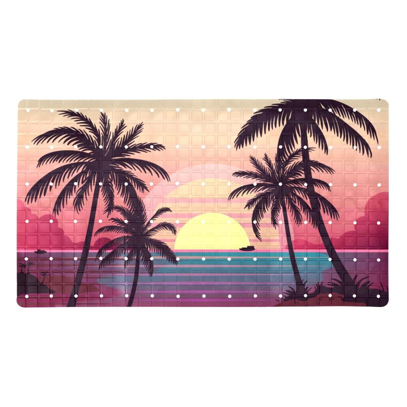 Tapis de bain antidérapant rectangulaire haute résistance motif Sunset