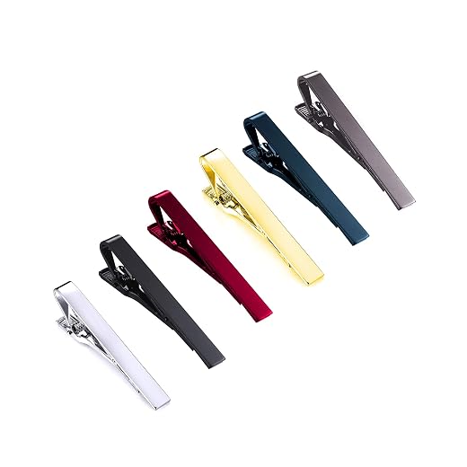 Tornito 6Pcs Tie Clips Set for Men Tie Bar Clip Set for Regular Skinny Ties Necktie Wedding Business Clips for Men