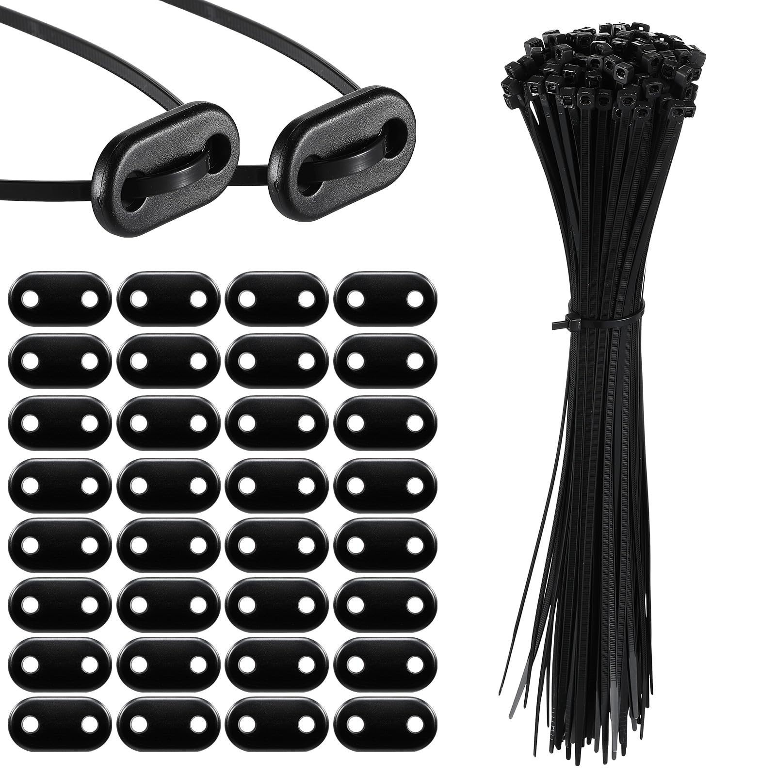 Sinmoe 50 Ensemble Kit de Fixation pour Brise-Vue y Compris Les Attaches de Câble et Fixation des Plaques de Montage Kit de Montage en PVC pour Tapis d'Intimité Clôtures de Jardin