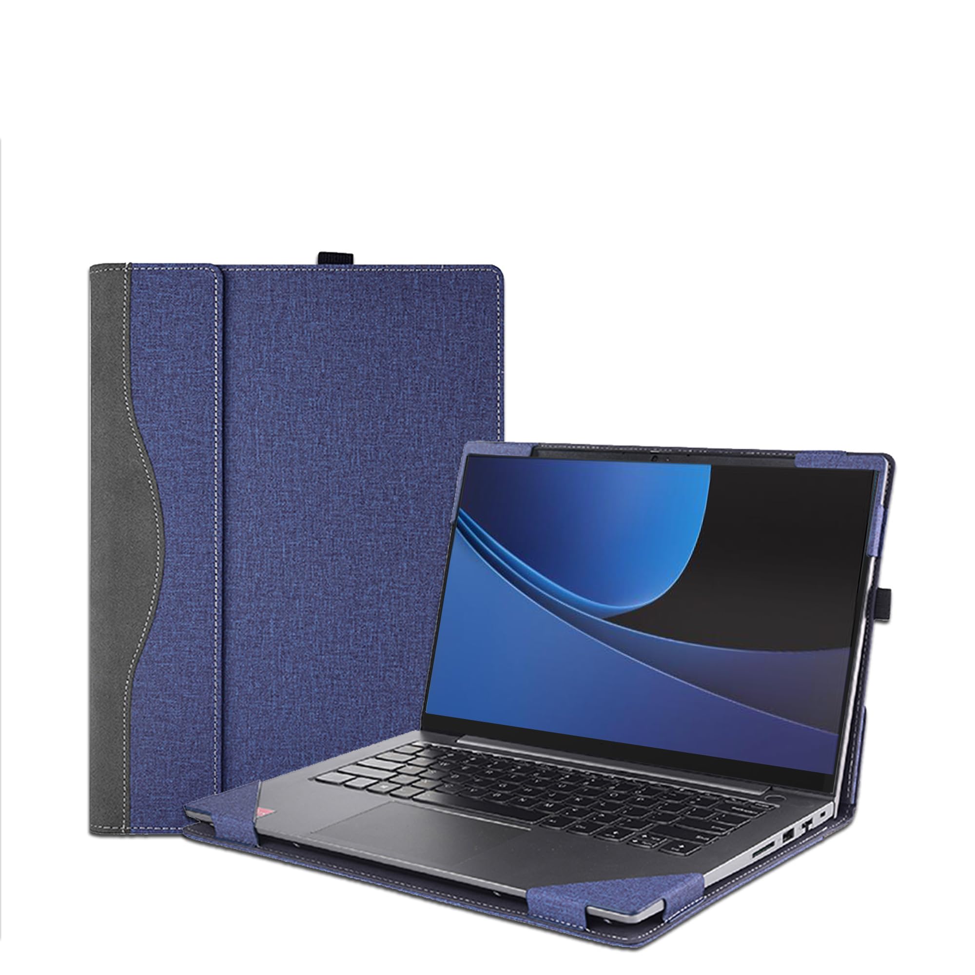 Berfea Protective Case For Lenovo Yoga Slim 7x, 770, Pro 7, ThinkPad X1 Carbon/Yoga 14" Laptop - PU Leather Sleeve With Stand Bracket