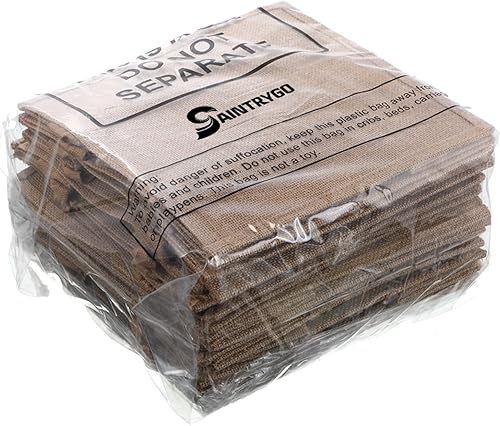 Vista 8 de Saintrygo 12 bolsas de yute de arpillera con asa, reutilizables en blanco, bolsas de regalo para dama de honor, para compras, bodas, bricolaje, 12 x