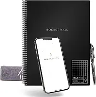 Rocketbook Caderno Matrix Graph – Caderno ecológico reutilizável com 1 caneta Pilot Frixion e 1 pano de microfibra incluído – Preto, tamanho carta (21,5 x 28 cm) (MTX-L-K-A)