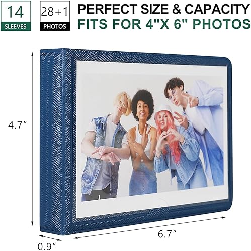 Miniatura 8 de Álbum de fotos pequeño de 4 x 6 con capacidad para 29 imágenes, ranuras horizontales para fotos, cartera portátil para boda, aniversario, bebé,