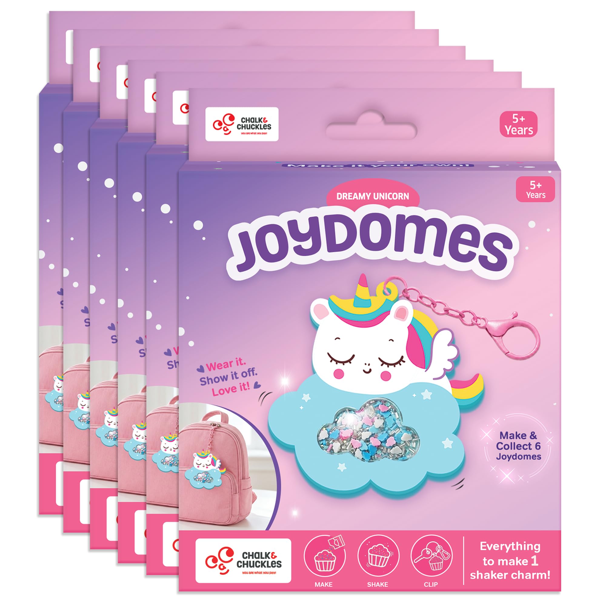 Chalk & Chuckles Joydomes Dreamy Unicorn, DIY Shaker Keychain & Bag Charm | Pack of 6, Tween Creative Accessories Kit, Birthday Return Gifts & Party Activity for Kids Age 6, 7, 8, 9, 10 Years-image-32