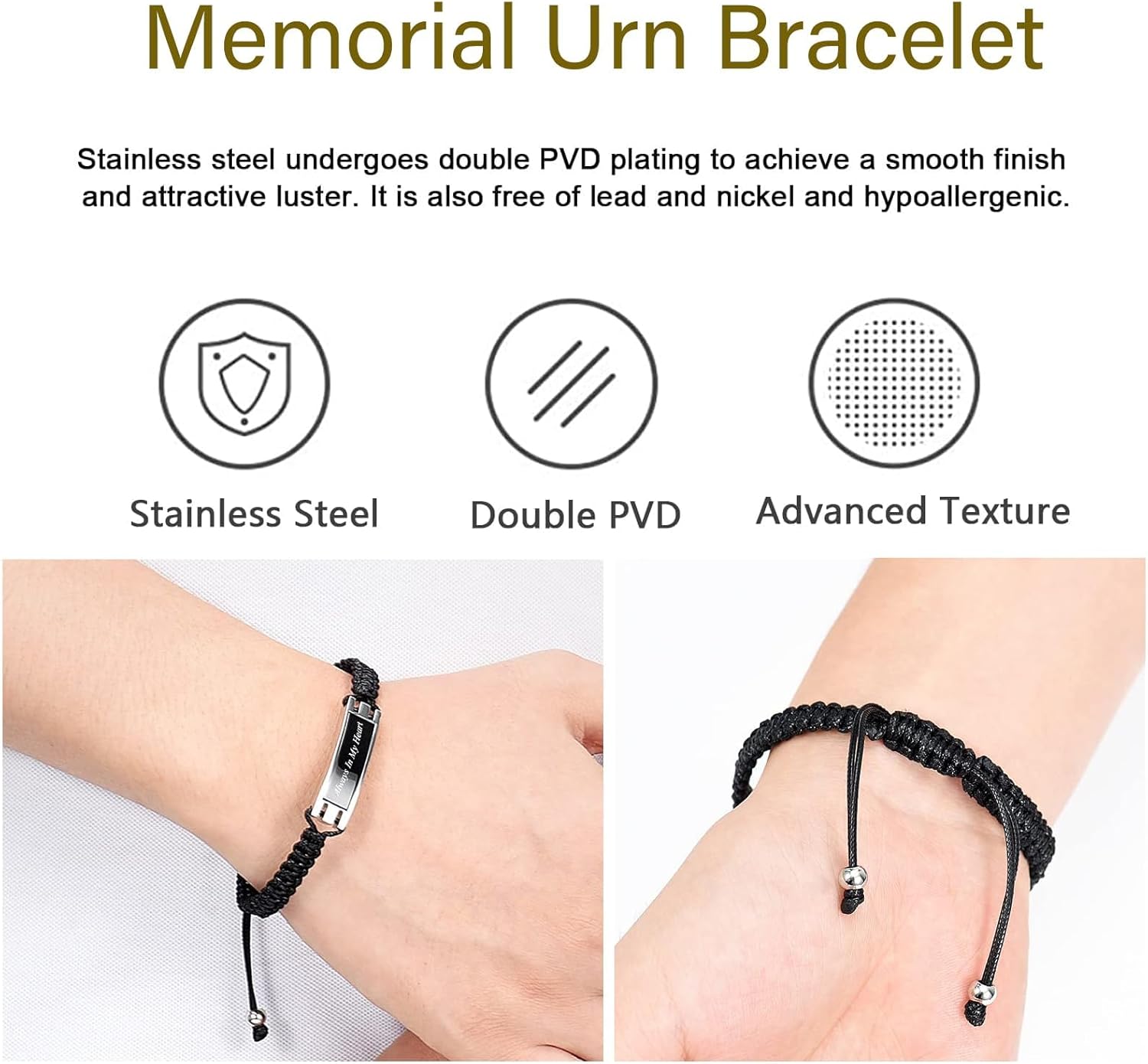 zeqingjw Cremation Bracelet for Ashes Adjustable Cremation Urn Bracelet Bangle for Ashes Stainless Steel Memorial Ashes Keepsake Jewelry for Men Women - Image 5