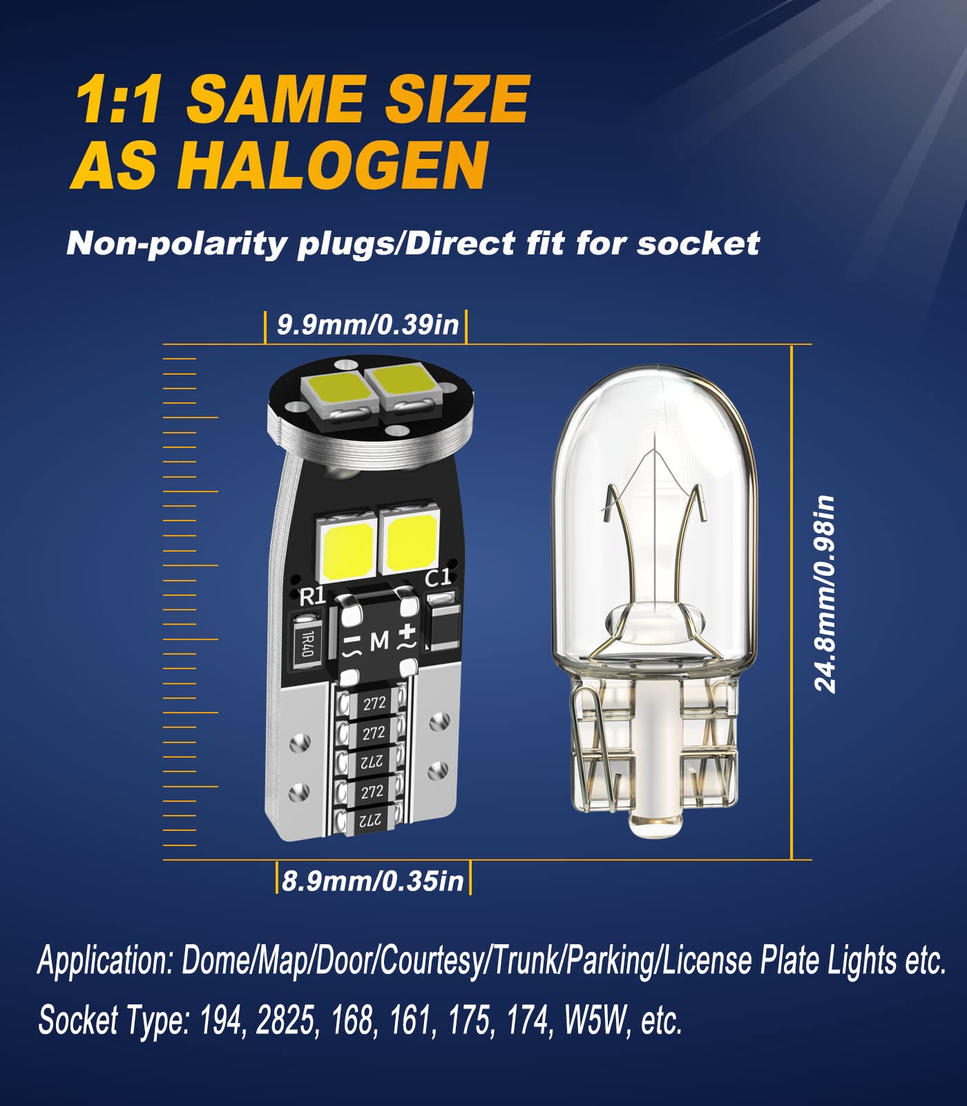 AGLINT 194 LED Bulbs CANBUS Error Free T10 W5W 501 168 2825 10SD Super Bright 12V Replaceent