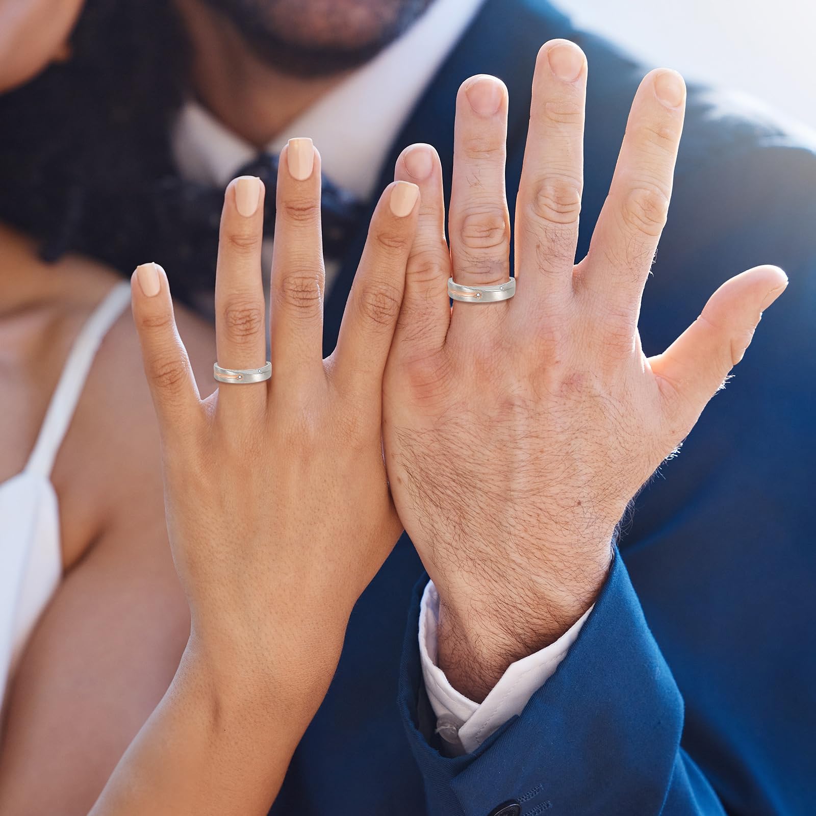 Pareja Anillos Alianzas Boda Lluvia de Meteoritos Esmerilado Plata de ley Promesa Anillo Ajustable Compromiso Casarse Regalo