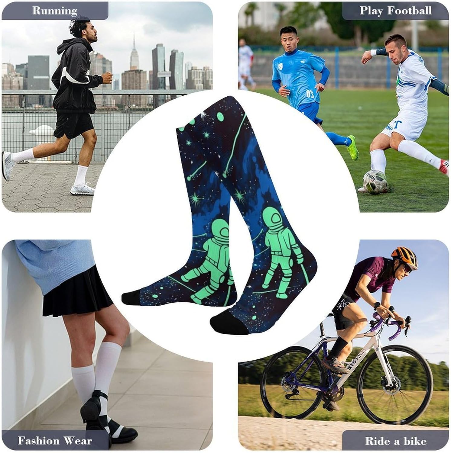 Breathable Boot Sock Glow In The Dark Socks for Women Men Cotton Sock Moisture-Wicking Warm Stockings Casual Long Socks for Hiking Work Sports