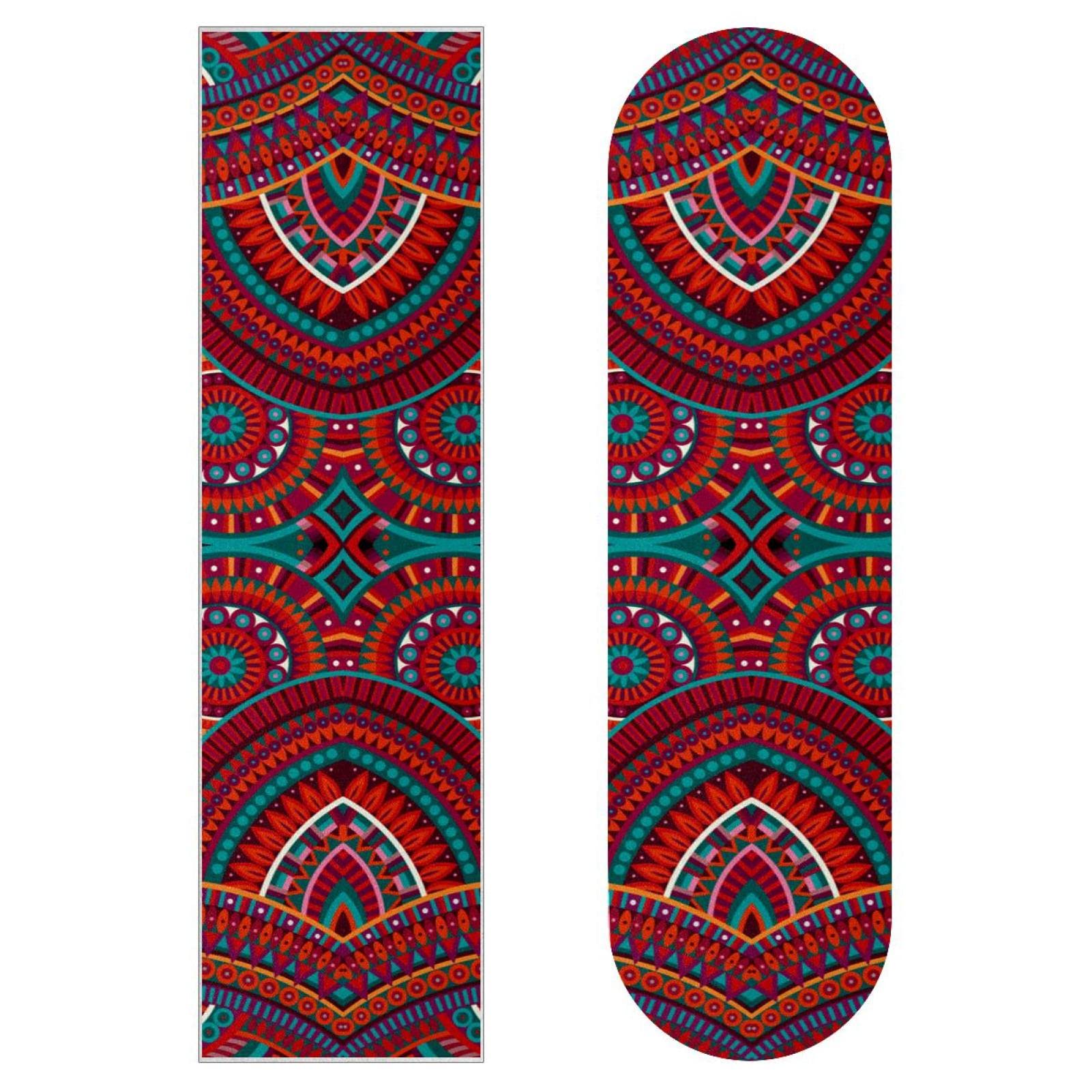 2 Stück Skateboard-Griptape / Schleifpapier, Retro-Stil, Bohemia-Design, für Longboard, Roller, Deck, Sandpapier, Rot
