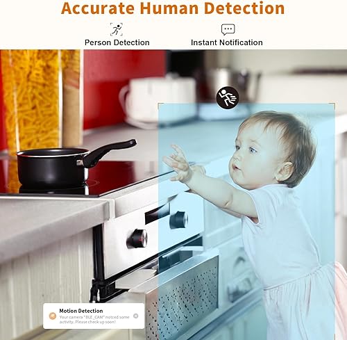 Miniatura 7 de 5G y 2.4G Cámara de seguridad interior 2K para dormitorio, mascotaperrobebé con aplicación de teléfono, detección humana AI, visión nocturna, audio