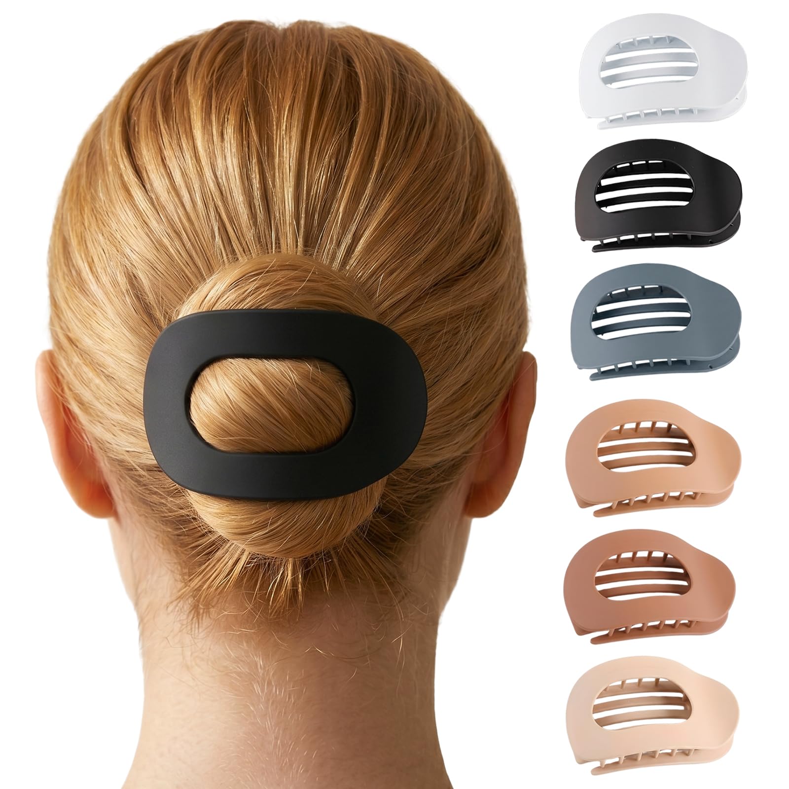Pince Cheveux Plates – Lot de 6 Grandes Pinces à Maintien Fort, Idéales pour Chignons & Coiffures Attachées, Accessoires Cheveux Femme au Fini Mat Neutre – Neutral Set