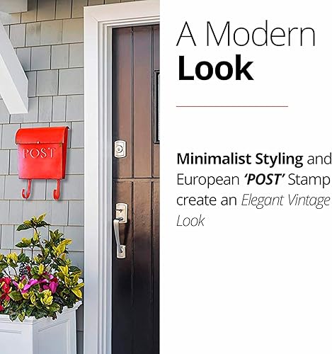 Miniatura 6 de NACH Buzón de correo rústico negro con soporte para periódicos, buzones de montaje en pared para exteriores, buzón europeo envejecido para