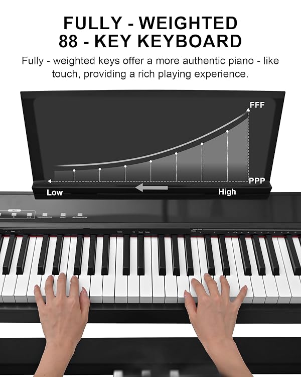 KEYIVOX S-200 Beginner Keyboard Piano - 88 Key Full-Size Weighted Digital Piano, Portable Electric Piano with Sustain Pedal, Power Supply, Dual Headphone Jack, USB-MIDI, and MP3 Player,Black by KEYIVOX - Image 4