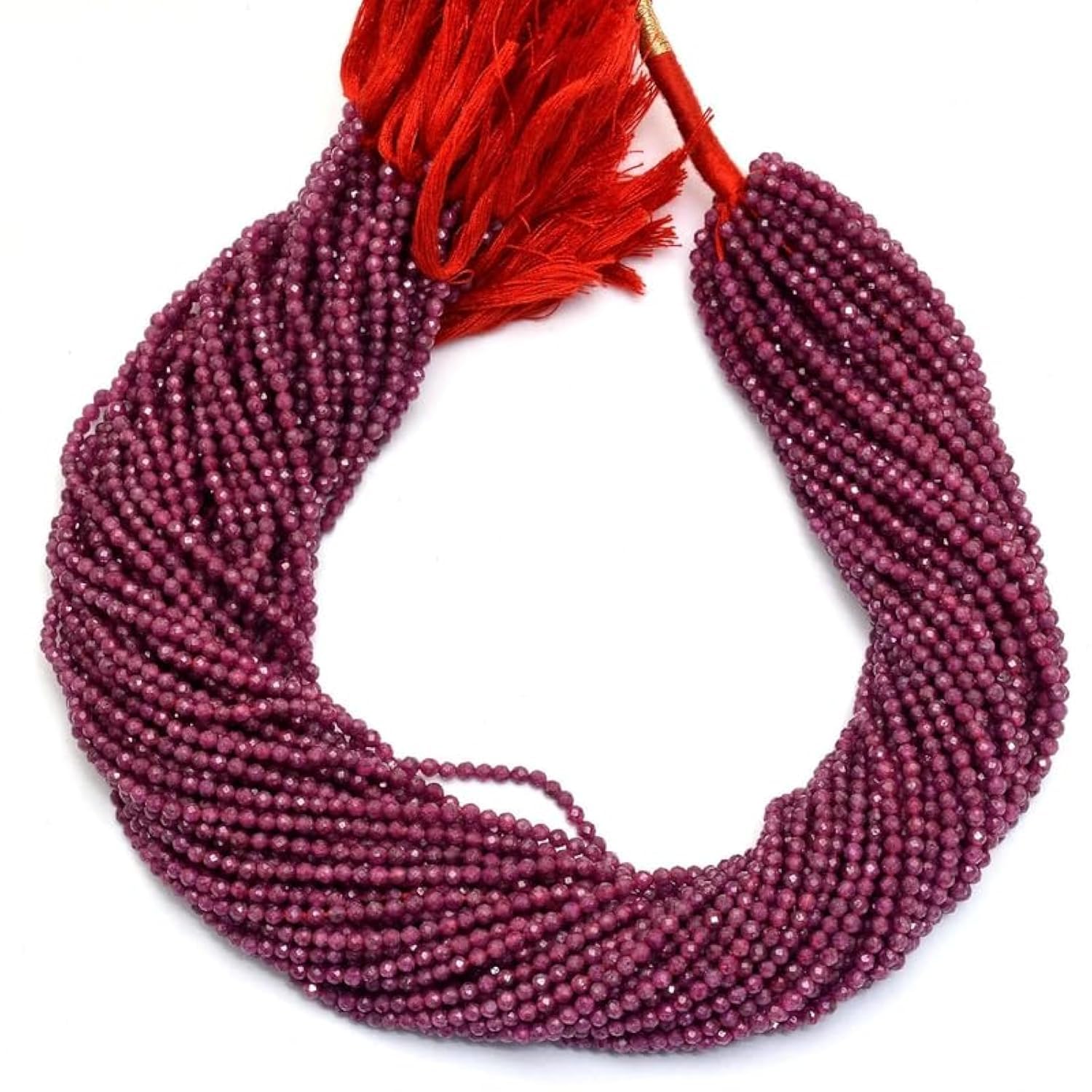 Rubis naturel perles facettées 3mm pour cadeau fait main unique