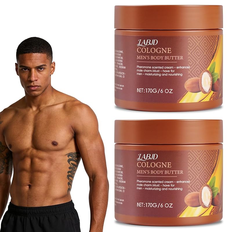 LABJD Manteiga Corporal Masculina com Fragrância de Colônia, Pacote com 2, 6 fl oz
