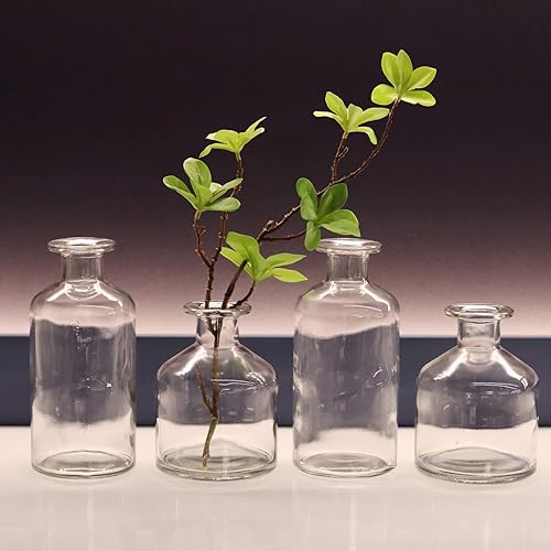 Miniatura 5 de Jarrones transparentes de 16 piezas, mini jarrones de flores, botellas de vidrio decorativas, centro de mesa para recepción de boda, botellas