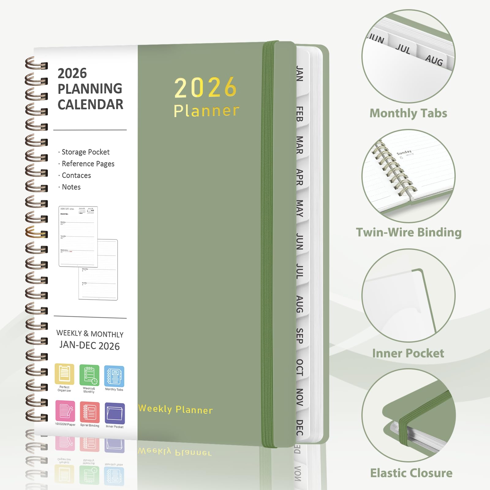 Snapklik.com : 2026 Planner - Weekly And Monthly Planner Spiral Bound ...