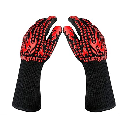 Tungtar BBQ Heat Resistant Gloves,Oven Gloves 1472?,14Inch, Extreme Heat Resistant, Heat Resistant Grill Gloves, Silicone Non-Slip Cooking Gloves for Cooking, Grilling, Baking, Welding, Barbecue