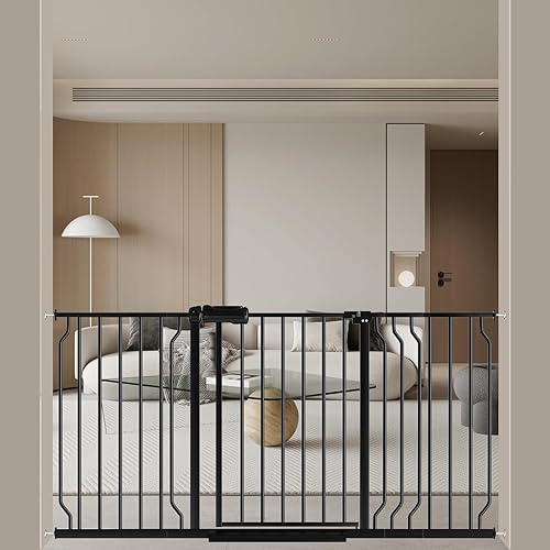 WAOWAO Puerta de bebé de 52.76 a 62.2 pulgadas, extra ancha, montada a presión, para caminar a través del columpio, cierre automático, seguridad de