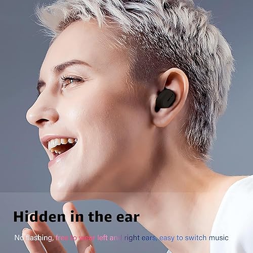 Miniatura 6 de Auricular Inalámbrico Bluetooth Individual, Mini Auricular Bluetooth Intrauditivo Invisible Inalámbrico de 12 Horas de Batería Super Larga Adecuado