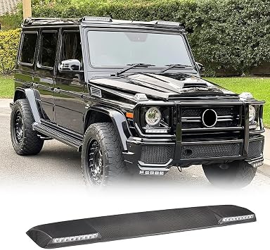 جناح سقف أمامي من ألياف الكربون G63 W463 لمرسيدس بنز الفئة G W464 G550 G63 W463 AMG 2019-2024 جناح نافذة السقف طقم جسم الشفاه منفذ المصنع مع ضوء LED