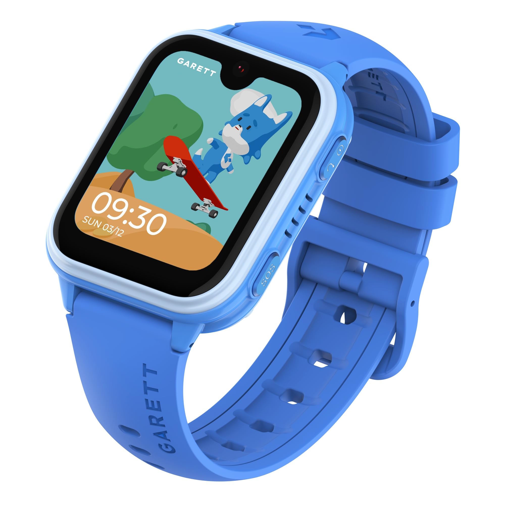 garett smartwatch dla dzieci dziewcząt chłopców – 1,78″ – 4G LTE Face Unlock – GPS rozmowy wideo SOS – Vibe niebieski