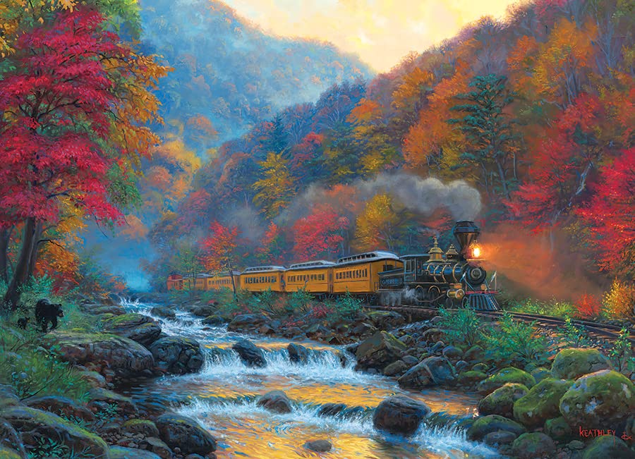 Cobble Hill 1000 Piece Puzzle - Smoky Train - Sample Poster Included