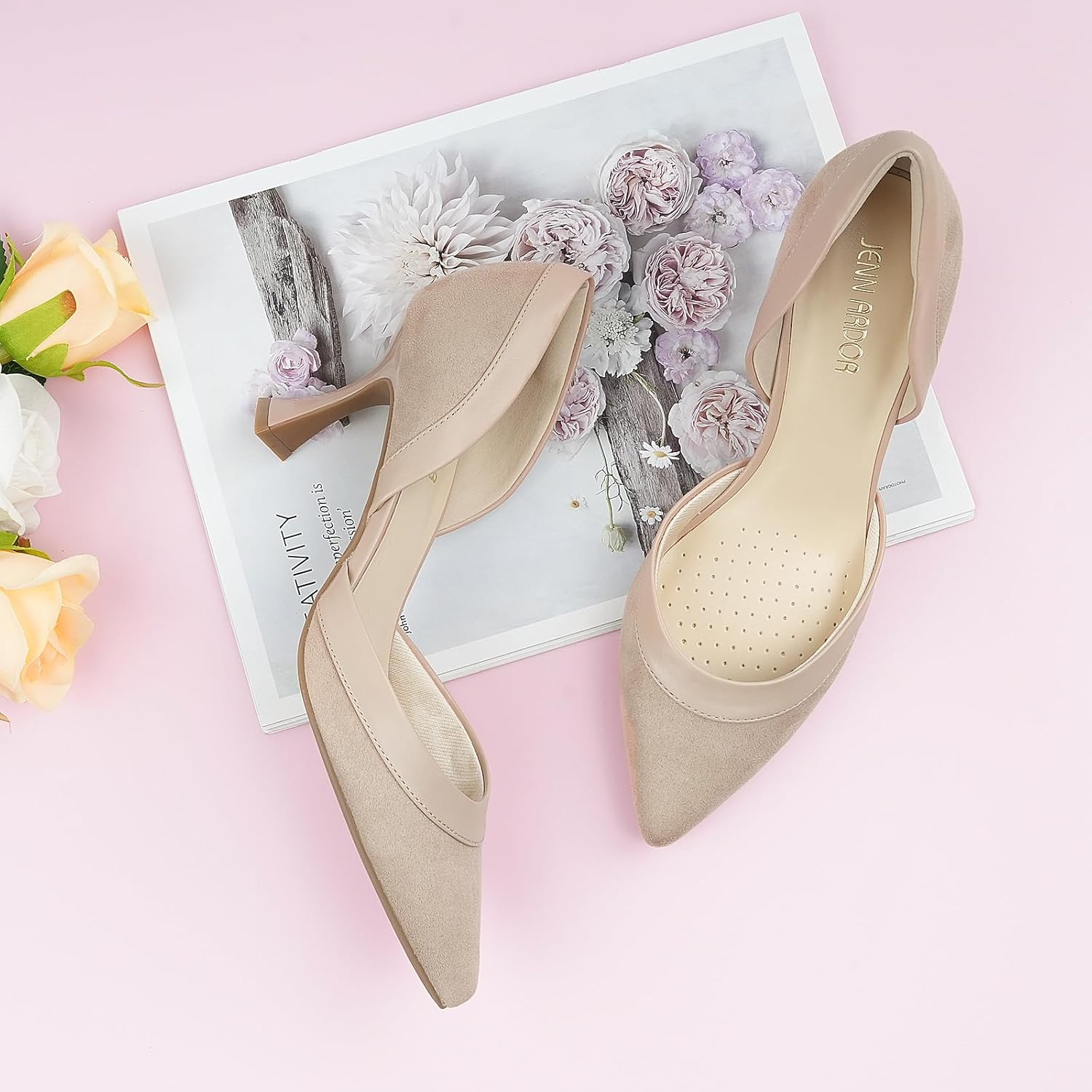 JENN ARDOR Women's Pumps Low Heels Pointed Closed Toe Kitten Dress Shoes for Women Comfortable Stiletto Heeled Sandals Classic Wedding Party D'Orsay Work Pumps - Image 3