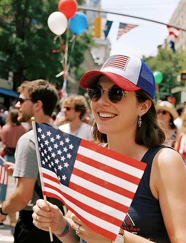 Miniatura 8 de Gorra de béisbol con la bandera estadounidense para hombres y mujeres, gorra de béisbol ajustable con malla trasera
