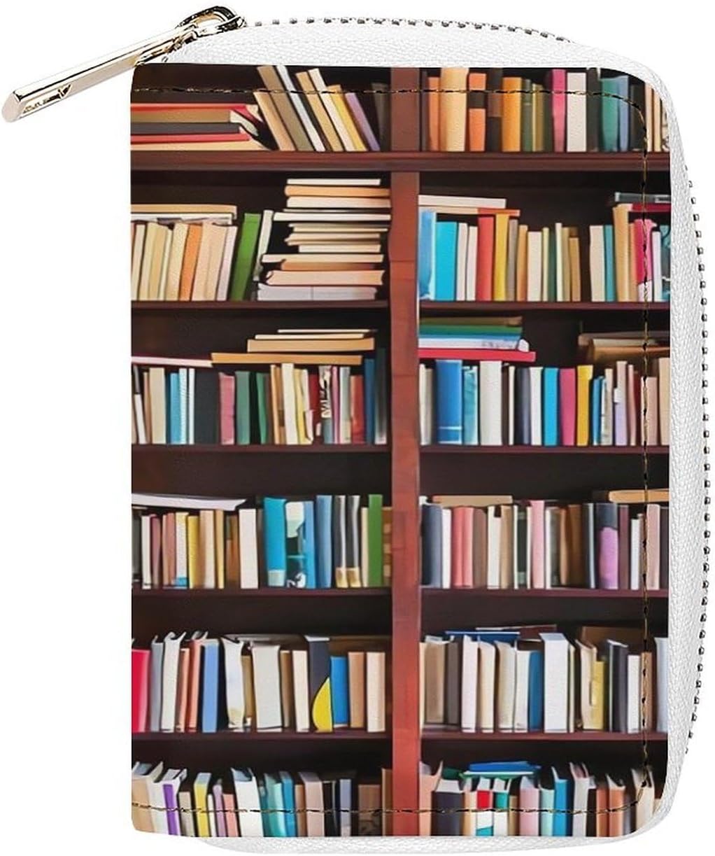 Books Card Holder RFID Blocking,Credit Card Wallet for Women And Men,Card Case Organizer Bag with Zipper