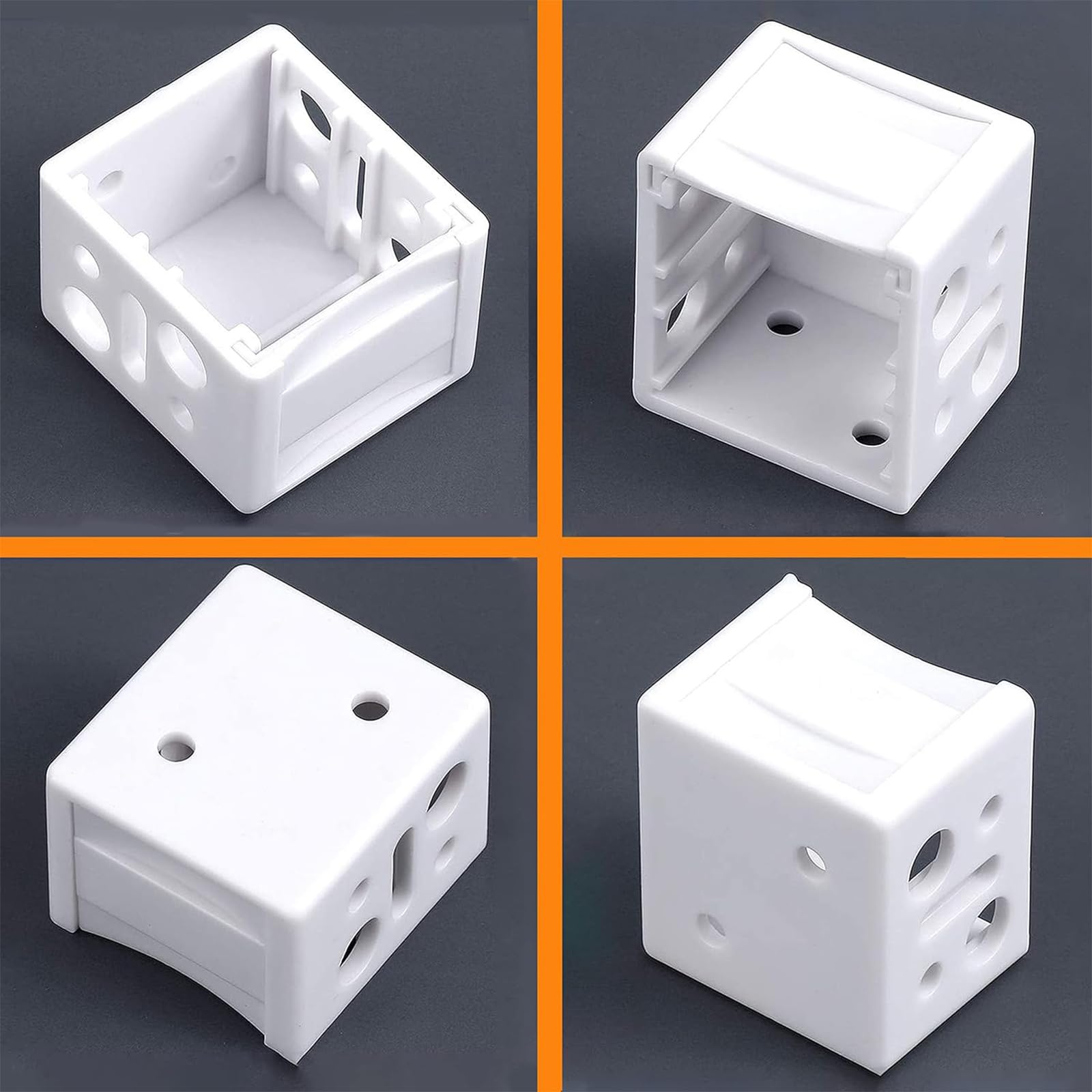 Lot De 4 Supports De Montage Pour Stores - Blanc - Pour Rails Carrés 2,5x2,5 Cm - Fixation Intérieure/extérieure