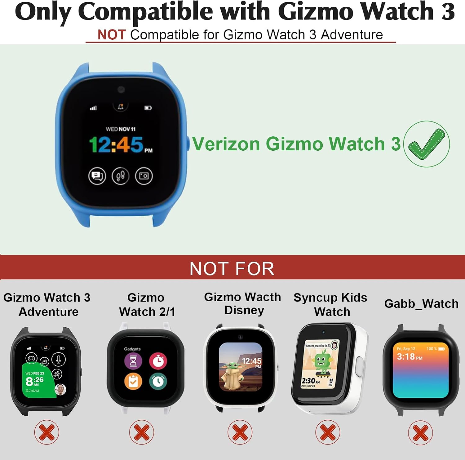 2-Pack Case Compatible for Gizmo Watch 3 Screen Protector for Kids image 2