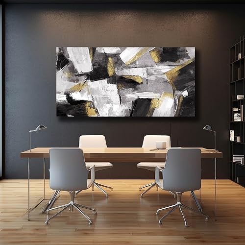 Miniatura 4 de SOUGUAN Arte de Pared Abstracto Decoración de Pared en Lienzo Dorado Arte de Pared en Lienzo para Sala de Estar Impresiones Modernas en Lienzo