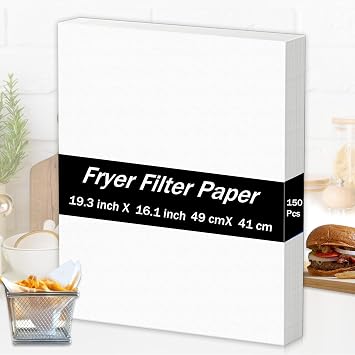150 Pcs Filter Paper Food Fryer Filter Sheets for Oil Filtration Restaurant, Truck, Stand 19.3 x 16.1 Inch