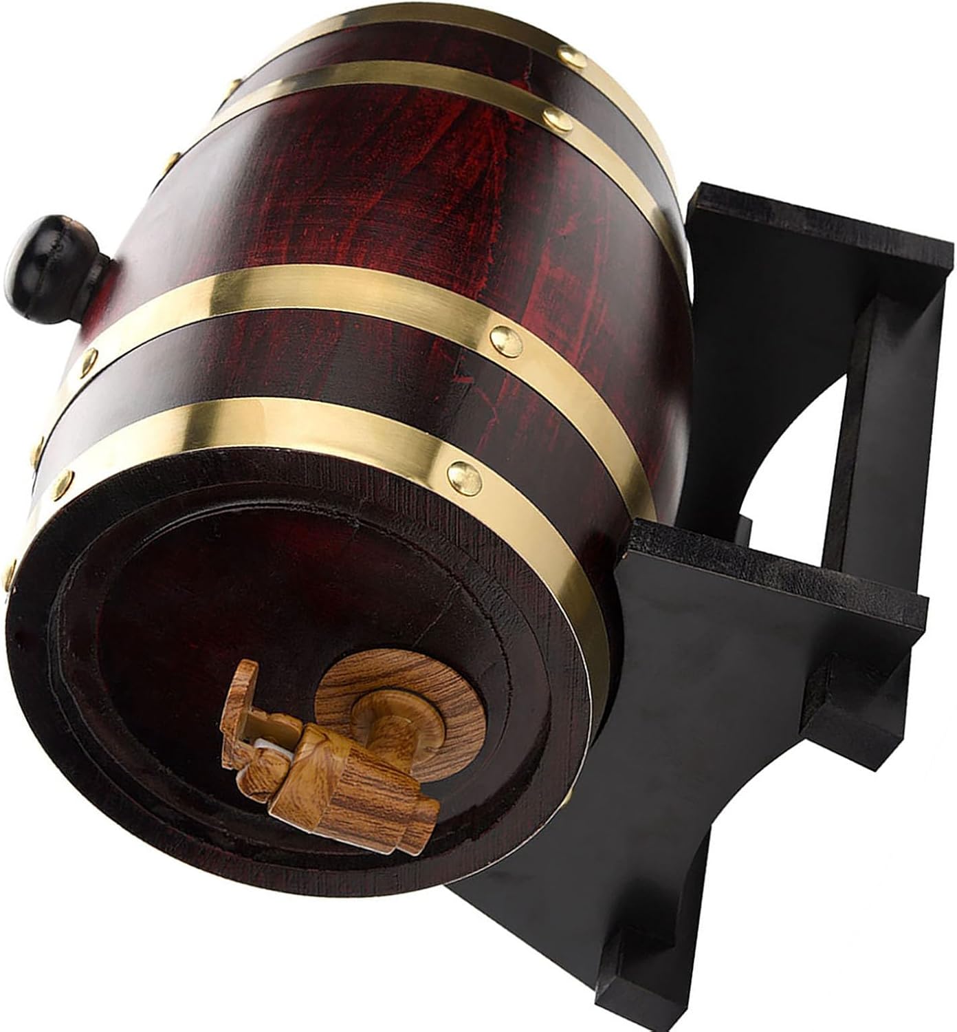 Oak Wine with Light Dispenser Plastic Tap, Handmade Stand, 1.5/3/5/10 L Oak Vintage Wood, Improves the Taste of the Drink (-JY07341-01)