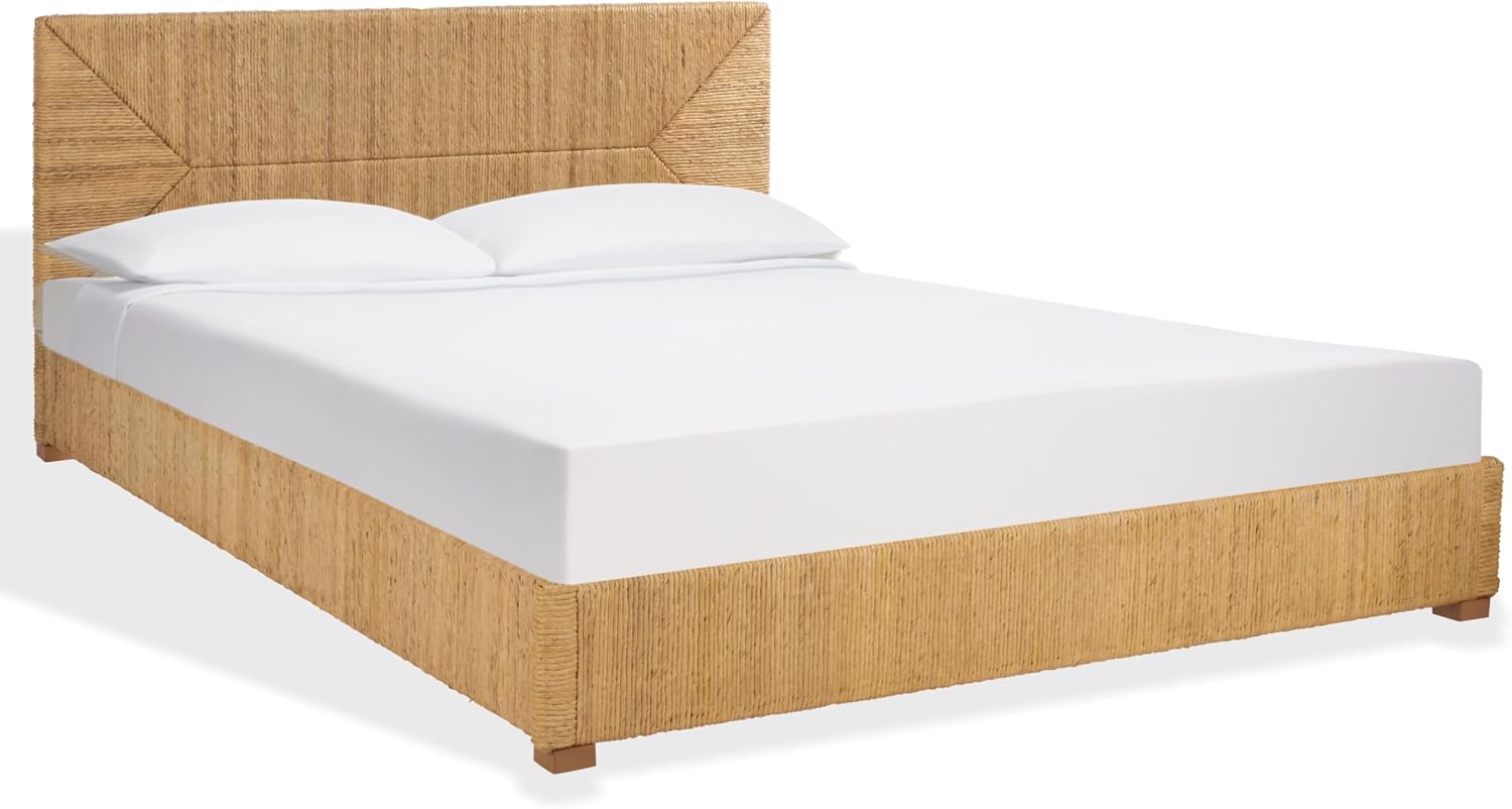 SAFAVIEH Couture Collection - Glenburg King Bed, Natural Woven Banana Stem & Wood Frame, Tropical Coastal Design, No Box Spring Needed (SFV1327A-K)