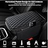 Funda para consola central de auto Ouzorp, cuero microfibra mejorado con 2 bolsillos de almacenamiento, cubierta universal para apoyabrazos, protector de interiores para la mayoría de vehículos 5