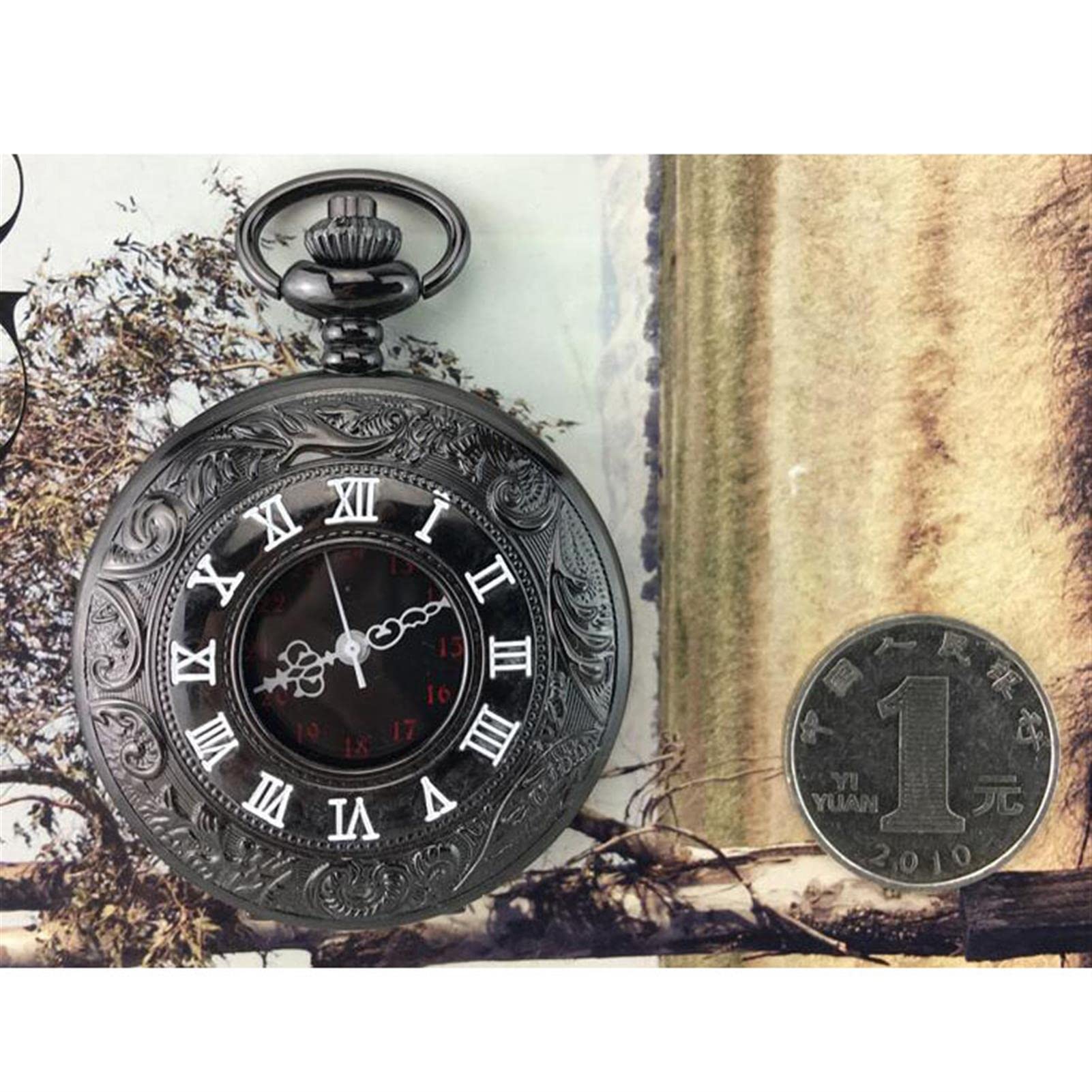 Relojes de Bolsillo, Relojes de Bolsillo Cuarzo con Escala números Romanos Vintage Cadena Regalos cumpleaños graduación Navidad
