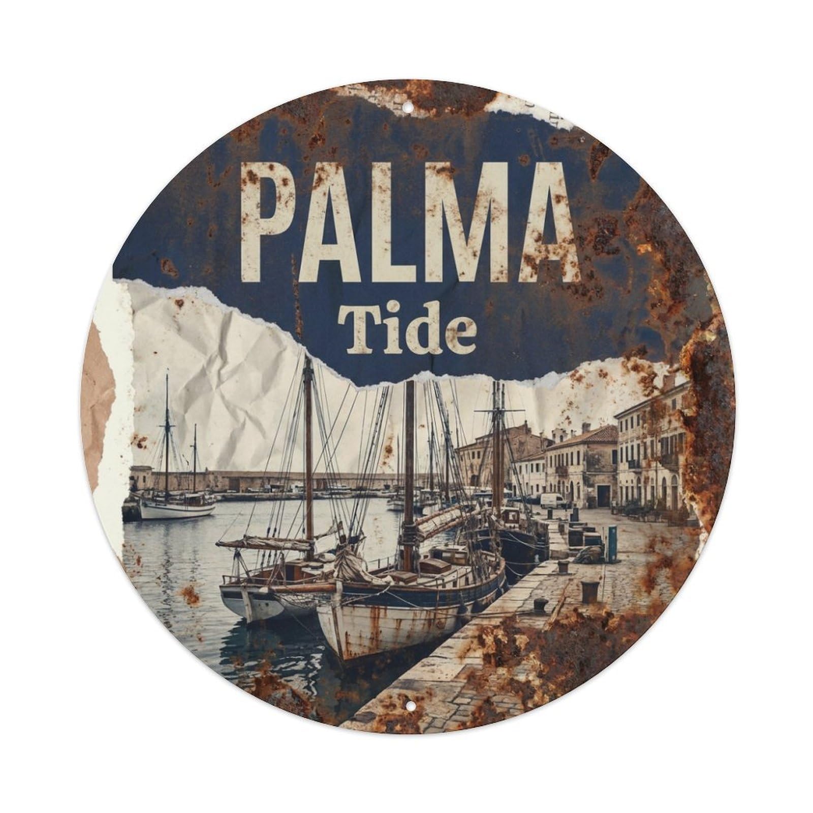 Tgrcjimh Style Metal Tin Sign Vintage Travel Palma Spain Icon