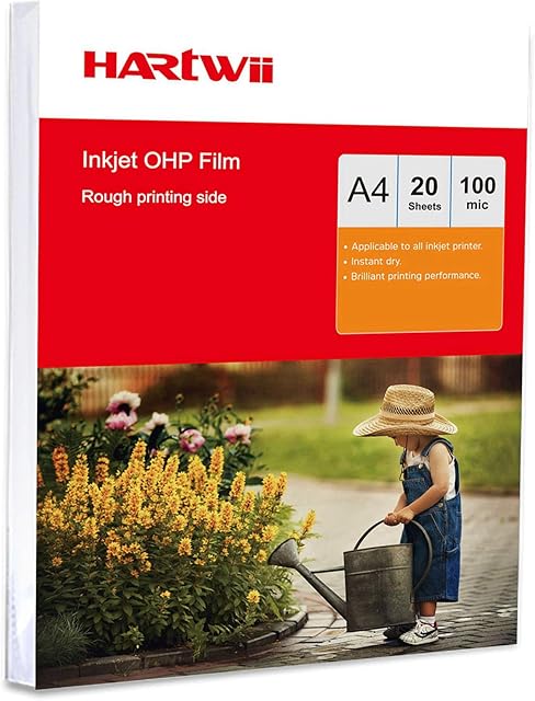 A4 OHP Film for Inkjet - 20 Sheets Acetate Clear White Strip Inkjet Printing