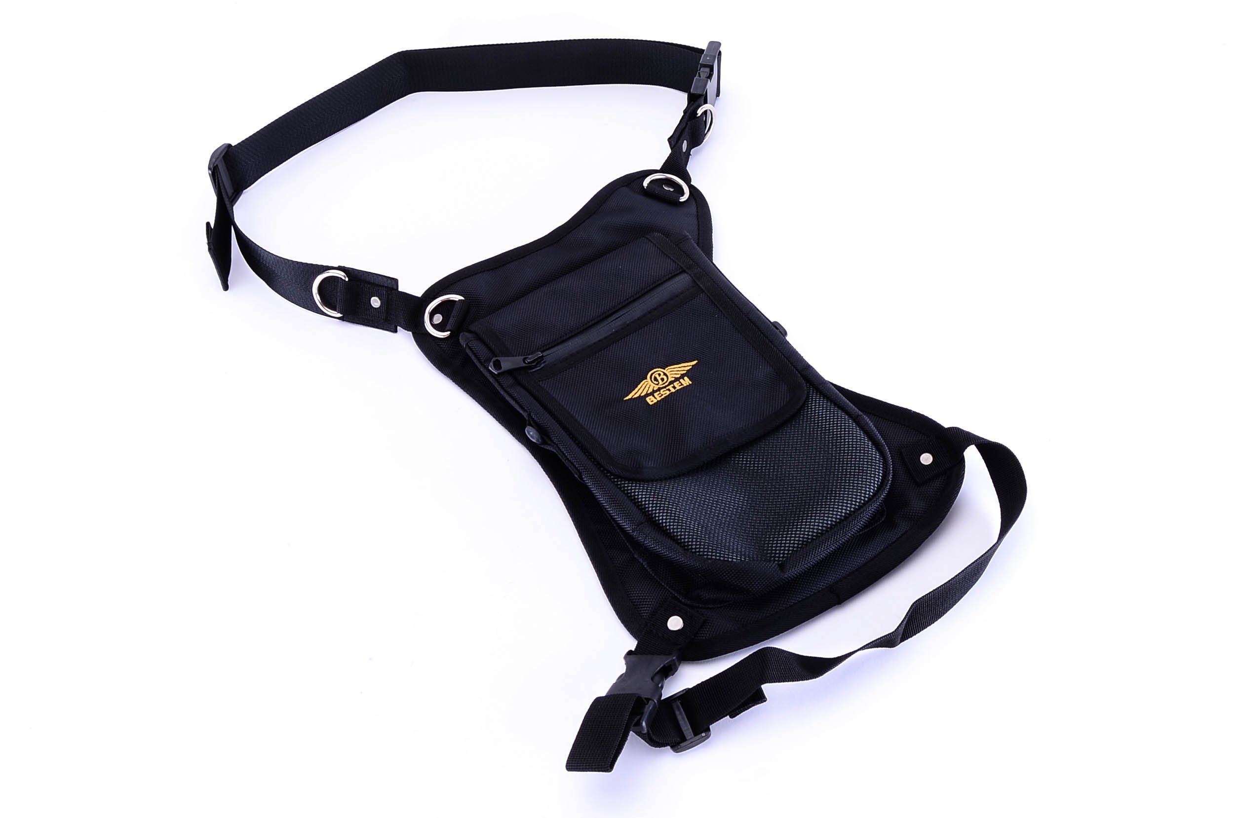 Bestem LGBE-LEGBAG-2 Black Motorcycle Rider Pack 2 Universal Leg Bag Pouch