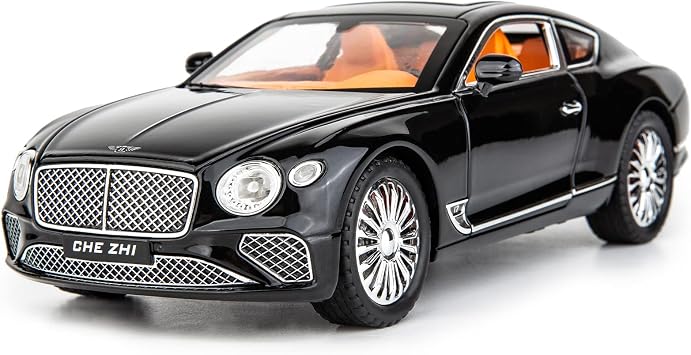 WAKAKAC 1/24 Model Car Alloy Diecast Toy Car Collectible Pull Back Toy Vehicles with Sound and Light, Door Can Be Opened for Kids Girls Boys Adults, Gift Black