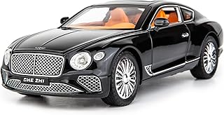 WAKAKAC Compatible for 1/24 Bentley Continental GT Model Car Alloy Diecast Toy Car Collectible Pull Back Toy Vehicles with Sound and Light Door Can Be Opened for Girls Boys Gift(Black)