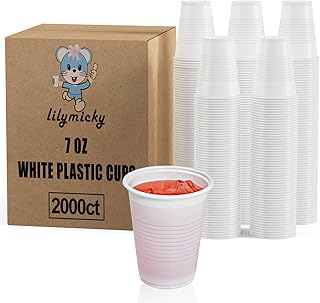 2000 PACK 7 oz White Plastic Cups, 7 Ounce Disposable Drinking Cups for Birthday Parties, Picnics, Ceremonies