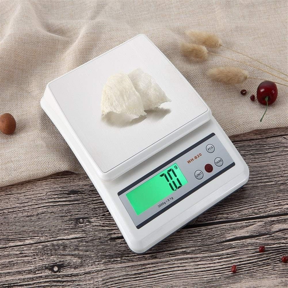 Báscula digital de cocina, báscula electrónica de alta precisión de 3 kg y 0,1 g, con función de conteo y pesaje (3 kg/0,1 g)