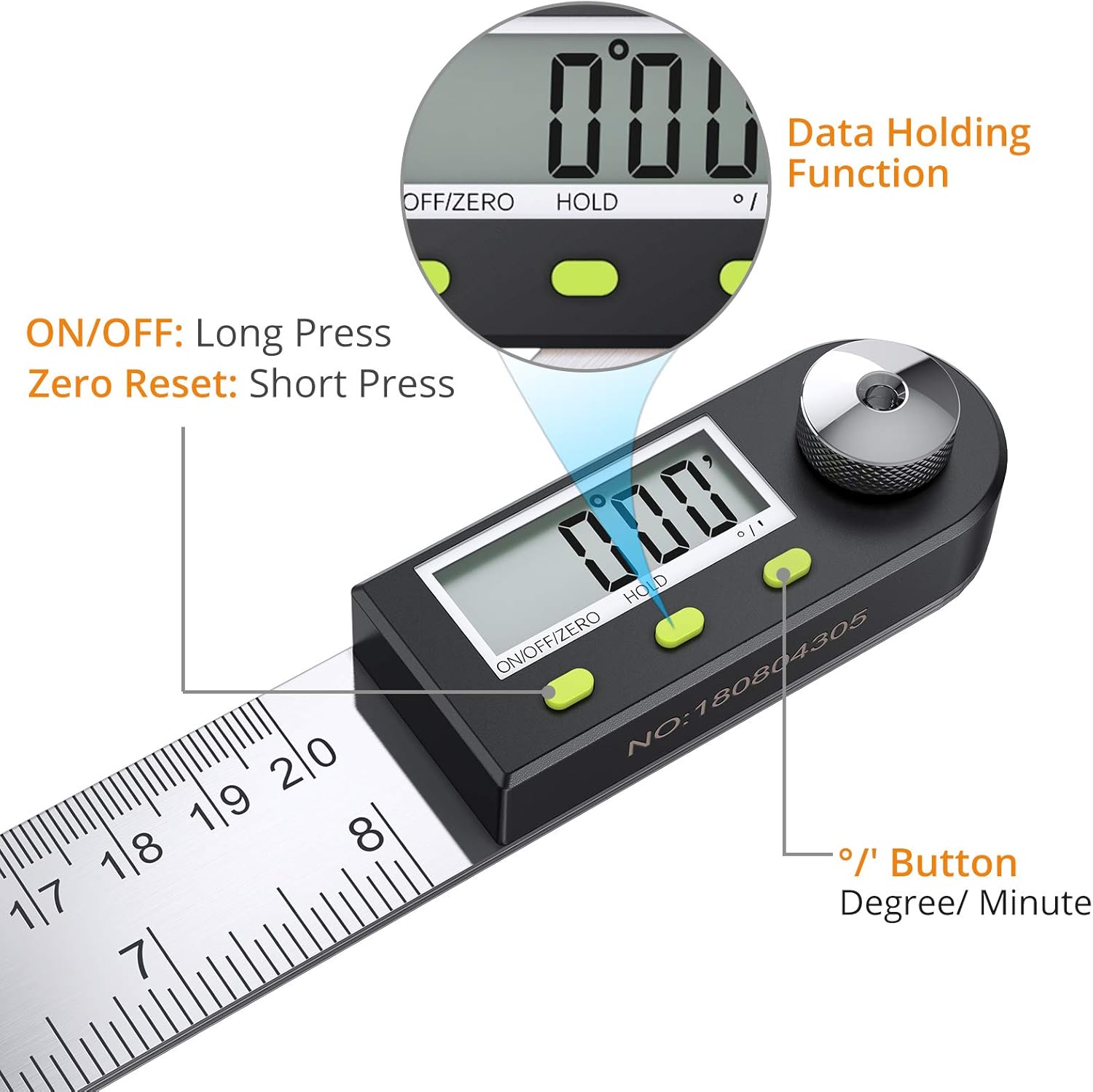 🔥 Crazy Deals Neoteck 8 Stainless Steel Digital Angle Finder Protractor Ruler with Data Holding Function for Woodworking Construction Repairing
