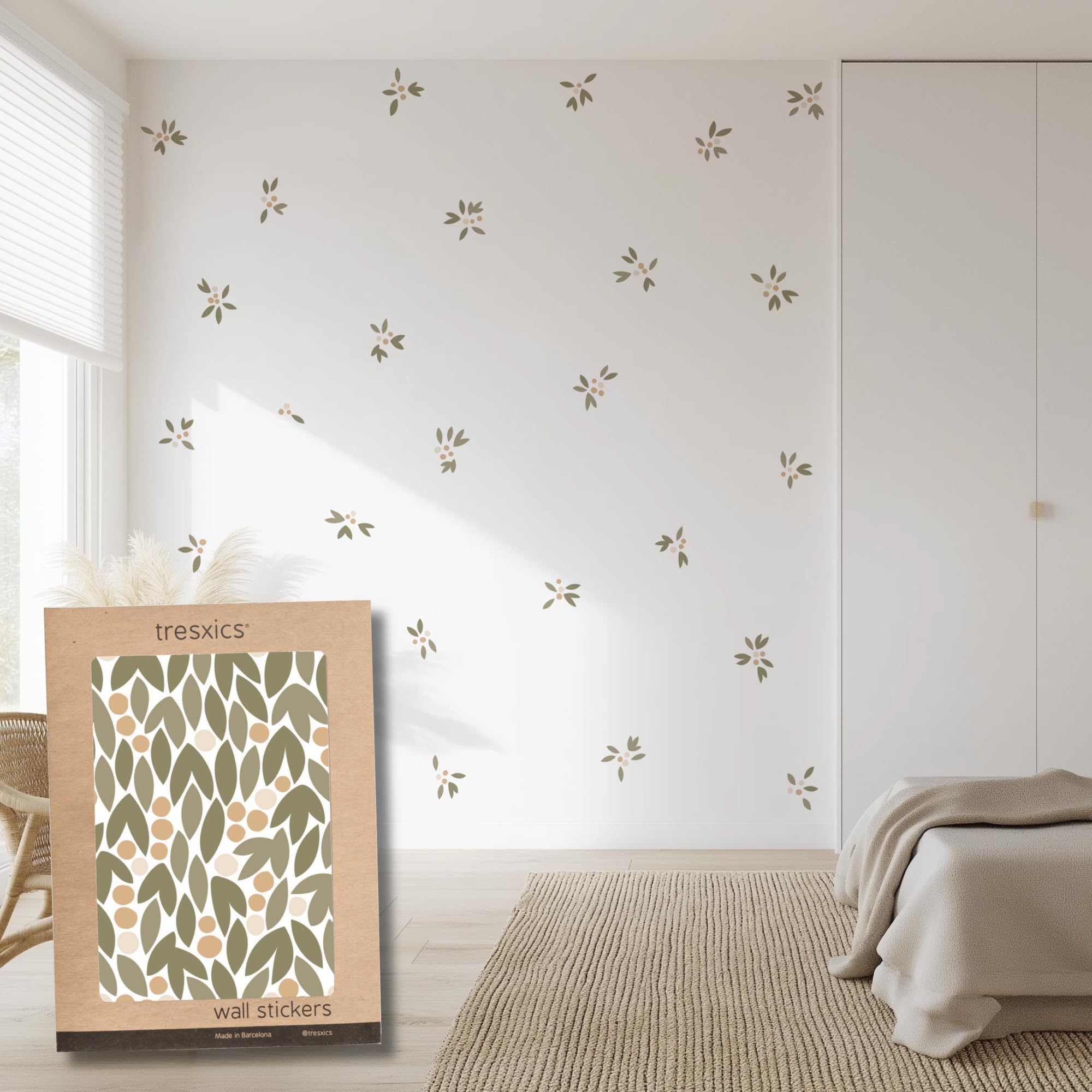 Vinilo Adhesivo Pared Hojas y Pegatinas Decorativas Marrones Efecto Papel Pintado 3m²