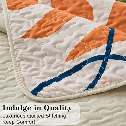 Miniatura 5 de Yogeneg Juego de ropa de cama Queen con patrón botánico verde y amarillo, juego de edredón blanco matrimonialqueen, colcha de verano ligera y suave